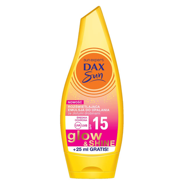 Dax Sun Rozświetlająca emulsja do opalania ze złotymi drobinami Glow&Shine SPF15 175ml