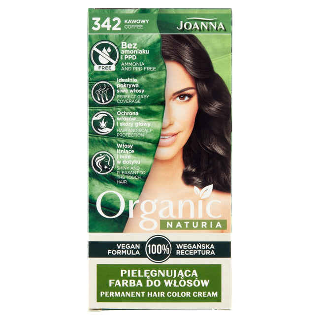 Joanna Naturia Organic pielęgnująca farba do włosów 342 Kawowy