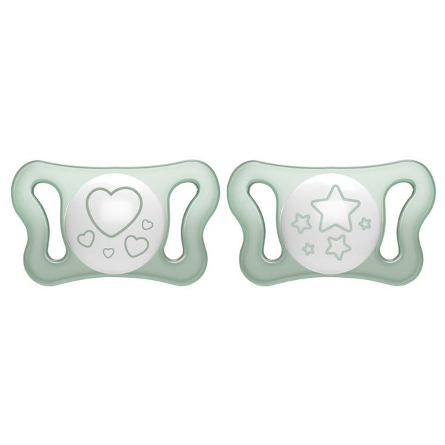 Chicco PhysioForma silikonowy smoczek do uspokajania Micro 0-2m+ Świecący 2szt.