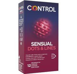 Control Sensual Dots & Lines prezerwatywy prążkowane z wypustkami 12szt.