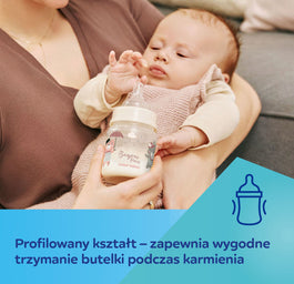Canpol Babies EasyStart butelka szeroka antykolkowa Bonjour Paris Różowa 240ml