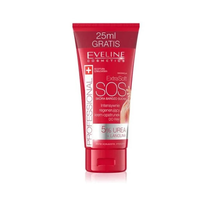 Eveline Cosmetics Extra Soft SOS intensywnie regenerujący krem-opatrunek do rąk 5% urea + lanolina 100ml