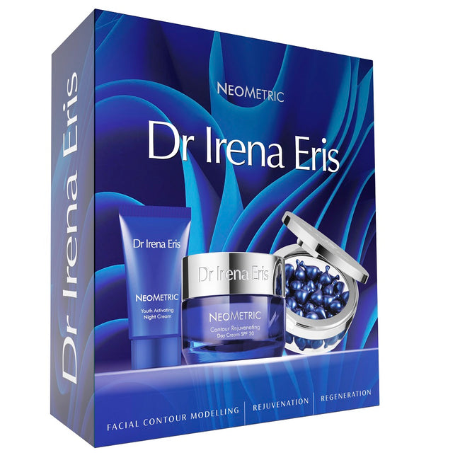 Dr Irena Eris NeoMetric zestaw krem odmładzający kontur twarzy na dzień 50ml + krem aktywujący młodość skóry na noc 30ml + kapsułki redukujące zmarszczki wokół oczu i ust 45szt.