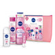 Nivea You Got This zestaw Fresh Rose Touch antyperspirant w kulce 50ml + Fresh Blends Malina i Borówka żel pod prysznic 300ml + Soft Rose pomadka do ust 4.8g + Rose Touch pianka oczyszczająca do twarzy 150ml + kosmetyczka