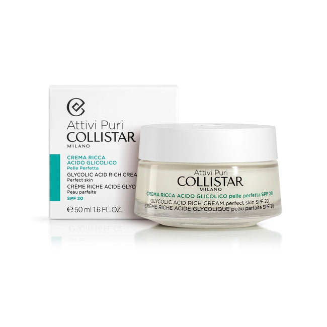 Collistar Attivi Puri Glycolic Acid Rich Cream Perfect Skin przeciwstarzeniowy nawilżający krem do twarzy z kwasem glikolowym 50ml