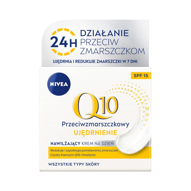 Nivea Q1 Elegance zestaw przeciwzmarszczkowy nawilżający krem na dzień SPF15 50ml + serum precyzyjny wypełniacz zmarszczek 15ml + kosmetyczka