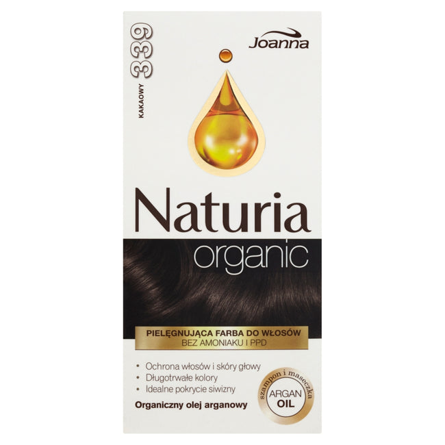Joanna Naturia Organic pielęgnująca farba do włosów bez amoniaku i PPD 339 Kakaowy