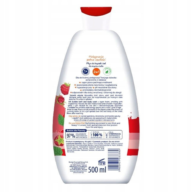 Bobini Fun płyn do kąpieli i żel do mycia ciała o zapachu malin 500ml