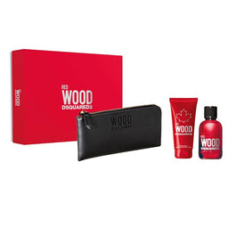 Dsquared2 Red Wood Pour Femme zestaw woda toaletowa spray 100ml + żel pod prysznic 100ml + portfel