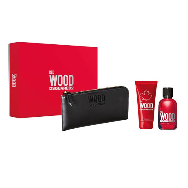 Dsquared2 Red Wood Pour Femme zestaw woda toaletowa spray 100ml + żel pod prysznic 100ml + portfel