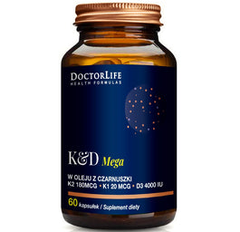 Doctor Life Mega K2+D3 w oleju z czarnuszki suplement diety 60 kapsułek