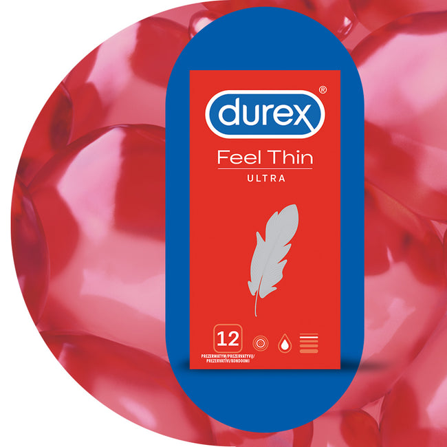 Durex Feel Thin Ultra super cienkie prezerwatywy lateksowe 12 szt