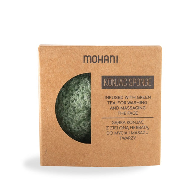 Mohani Konjac Sponge naturalna gąbka do mycia twarzy z zieloną herbatą
