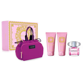 Versace Bright Crystal zestaw woda toaletowa spray 90ml + żel pod prysznic 100ml + balsam do ciała 100ml + torba kosmetyczna