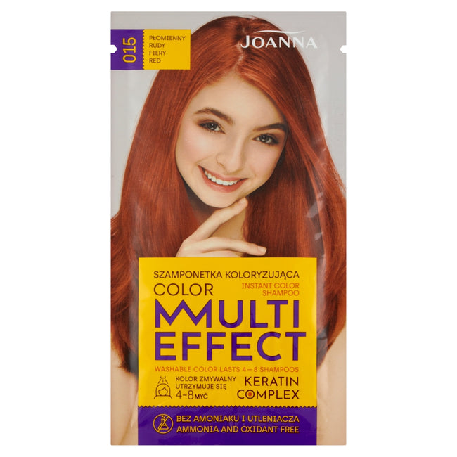 Joanna Multi Effect Color szamponetka koloryzująca 015 Płomienny Rudy 35g