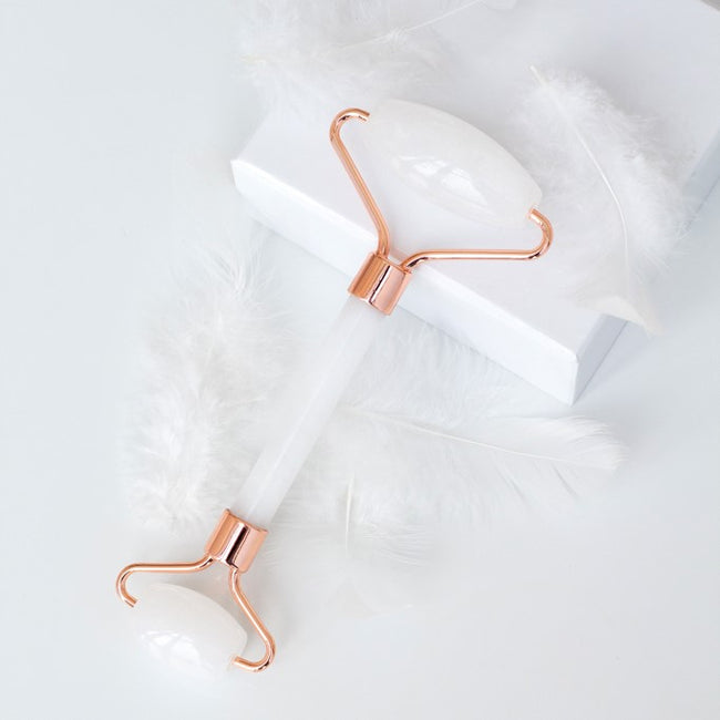 Fluff Roller do masażu twarzy Biały Jadeit