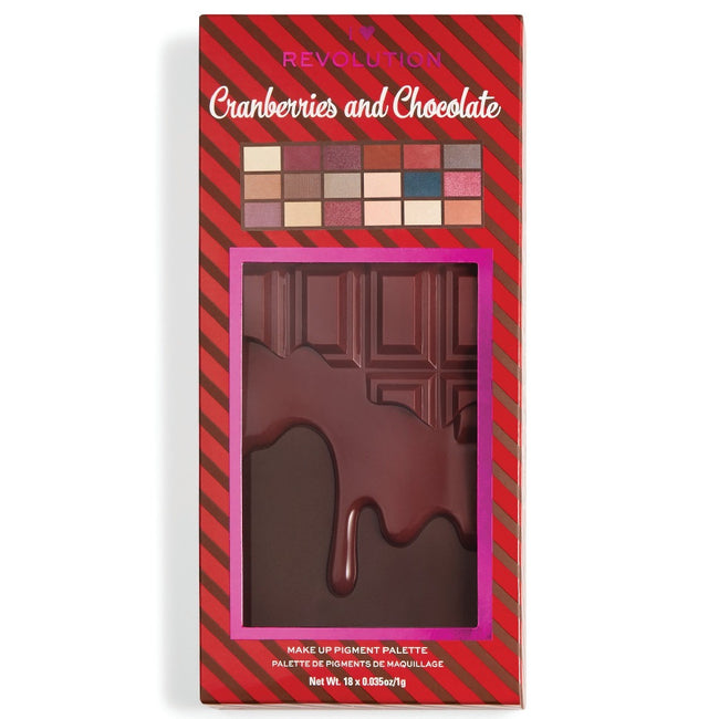 Makeup Revolution I Heart Revolution Chocolate Eyeshadow Palette paleta cieni do powiek Cranberries & Chocolate 18g