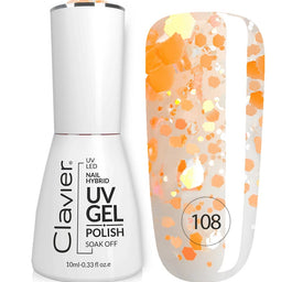 Clavier Luxury lakier hybrydowy z drobinkami holograficznymi 108 Orangeade 10ml