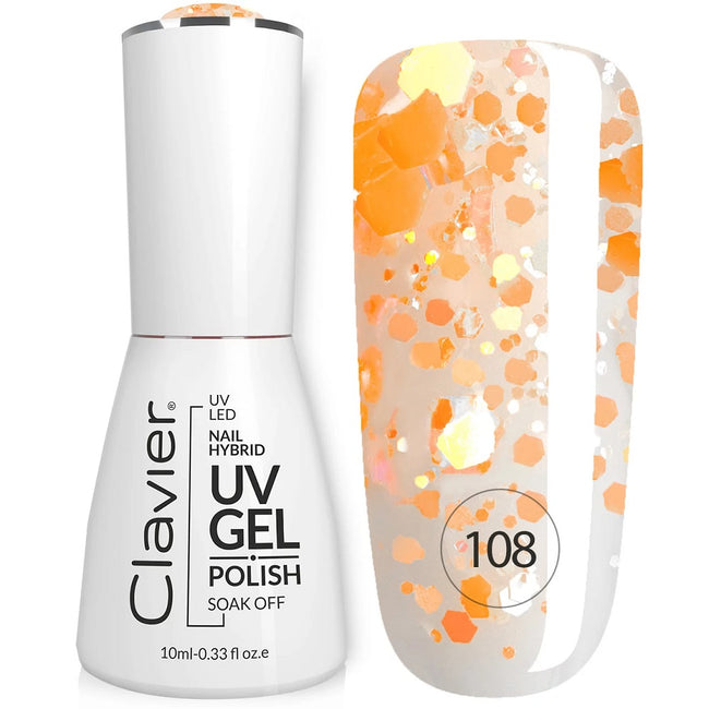 Clavier Luxury lakier hybrydowy z drobinkami holograficznymi 108 Orangeade 10ml