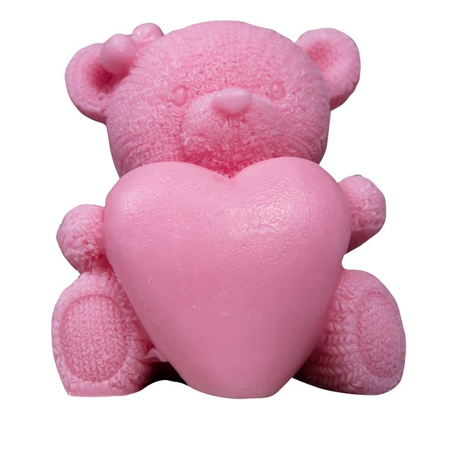 LaQ Happy Soaps Różowy Duży Miś z Sercem naturalne mydło glicerynowe Wiśnia 120g
