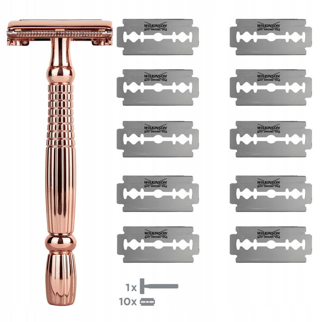 Wilkinson Intuition Rose Gold klasyczna maszynka do golenia dla kobiet z wymiennymi żyletkami rączka + 10 żyletek