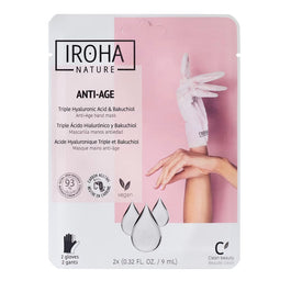 IROHA nature Anti-Age Hand Mask przeciwstarzeniowa maska do rąk w formie rękawic Triple Hyaluronic Acid & Bakuchiol 2x9ml