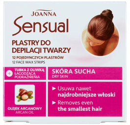 Joanna Sensual plastry do depilacji twarzy Olejek Arganowy 12szt + tubka z oliwką łagodzącą podrażnienia 10ml