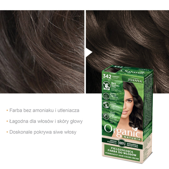 Joanna Naturia Organic pielęgnująca farba do włosów 342 Kawowy