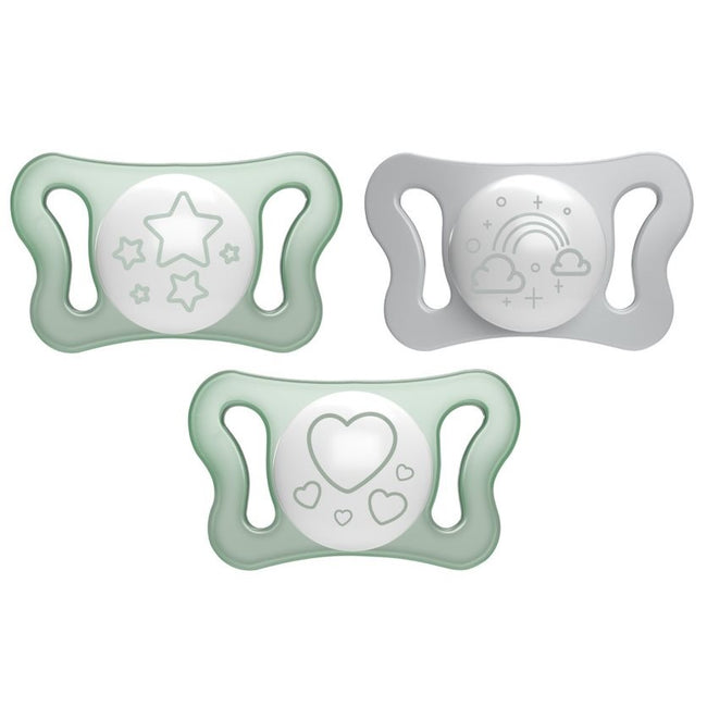 Chicco PhysioForma silikonowy smoczek do uspokajania Micro 0-2m+ Świecący 2szt.