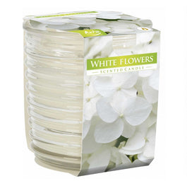 BISPOL Świeca zapachowa w karbowanym szkle Białe Kwiaty