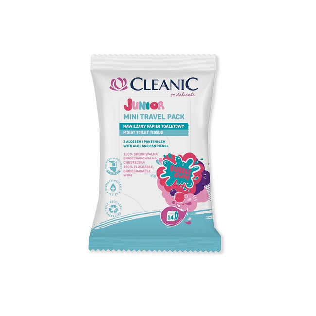 CLEANIC Junior Mini Travel Pack Moist Toilet Tissue nawilżany papier toaletowy Bubble Gum 14szt.