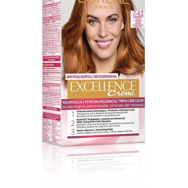 L'Oreal Paris Excellence Creme farba do włosów 7.43 Blond Miedziano-Złocisty