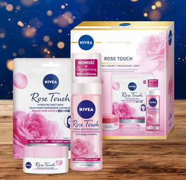 Nivea Rose Touch zestaw nawilżający żel-krem do twarzy 50ml + pianka oczyszczająca do twarzy 150ml + intensywnie nawilżająca maska w płachcie 1szt