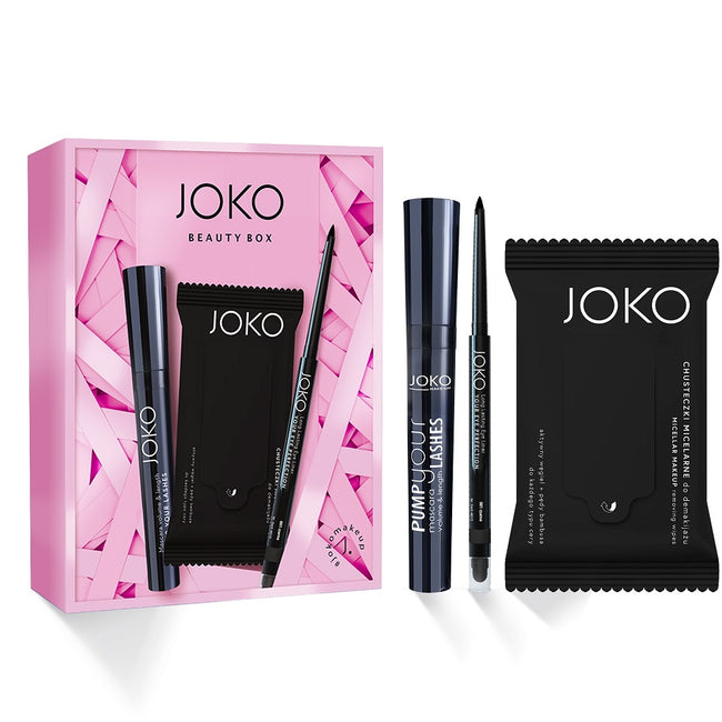 Joko Beauty Box 01 zestaw Pump Your Lashes Mascara 9ml + Eye Pencil 001 + Micellar Wipes