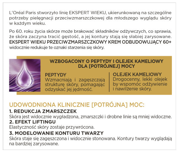 L'Oreal Paris Ekspert Wieku 60+ przeciwzmarszczkowy krem odbudowujący na dzień 50ml