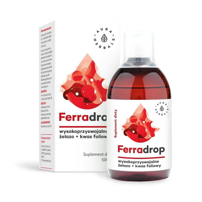 Aura Herbals Ferradrop Żelazo + Kwas Foliowy suplement diety 500ml