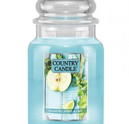 Country Candle Duża świeca zapachowa z dwoma knotami Cilantro Apple & Lime 652g