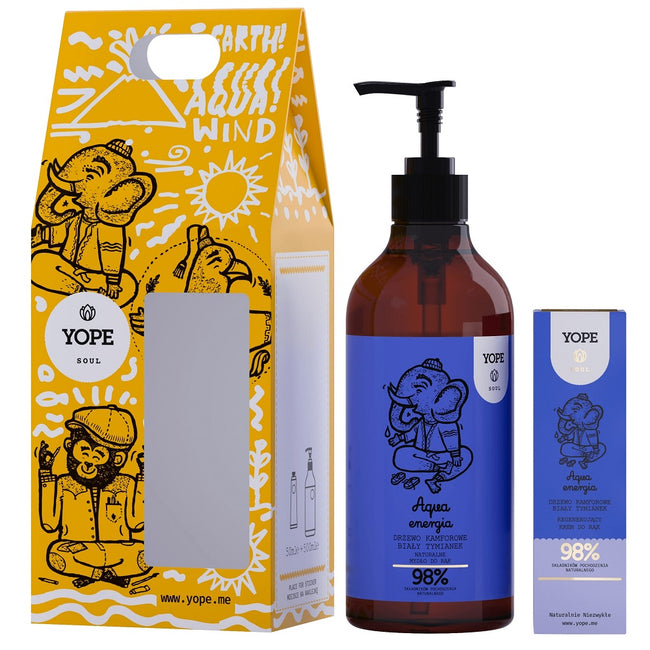 Yope Soul Aqua Energia zestaw naturalne mydło do rąk 500ml + regenerujący krem do rąk 50ml