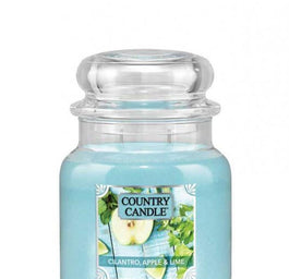 Country Candle Średnia świeca zapachowa z dwoma knotami Cilantro Apple & Lime 453g