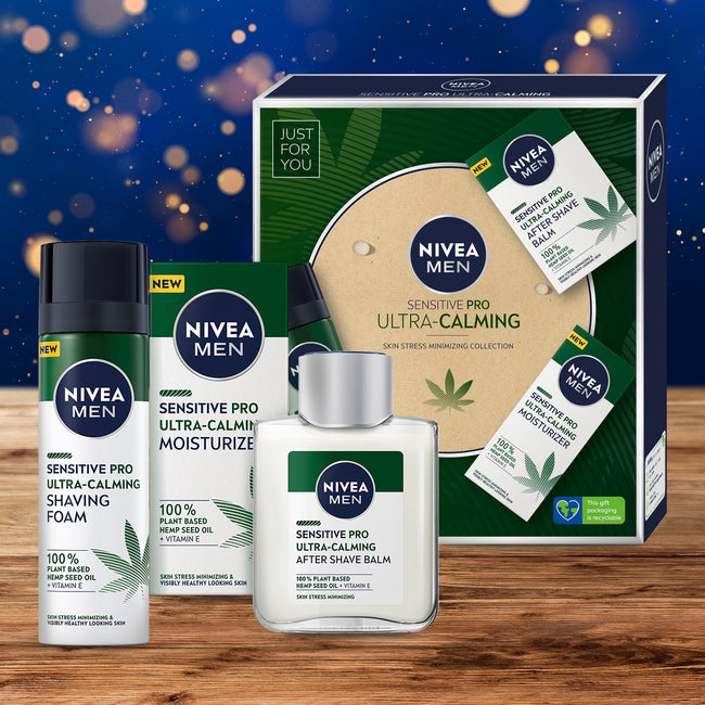 Nivea Men Sensitive Pro Ultra-Calming zestaw balsam po goleniu 100ml + pianka do golenia 200ml + krem nawilżający 75ml
