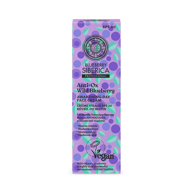 Natura Siberica Blueberry Siberica wegański pobudzający krem do twarzy na dzień z filtrem SPF20 50ml