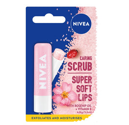 Nivea Caring Scrub pielęgnujący peeling do ust w sztyfcie Dzika Róża 4.8g