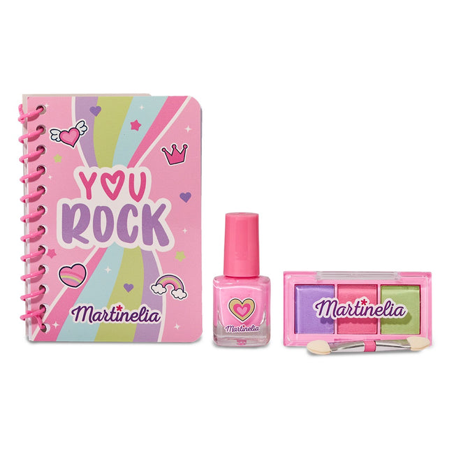 Martinelia Super Girl Beauty Set & Notebook zestaw lakier do paznokci + notatnik + paleta cieni do powiek + aplikator