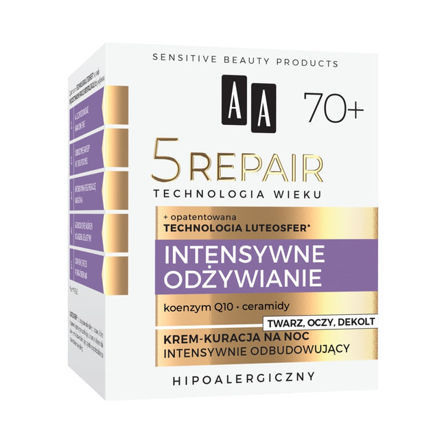 AA Technologia Wieku 5Repair 70+ krem-kuracja na noc intensywnie odbudowujący 50ml