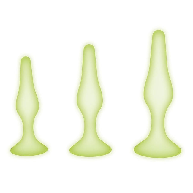 Whipsmart Glow In The Dark Silicone Anal Training zestaw świecących w ciemności korków analnych White