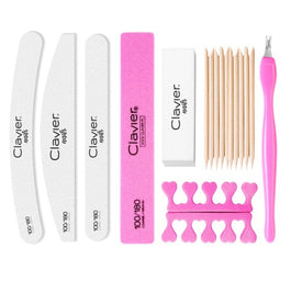 Clavier Zestaw do manicure pilnik do paznokci 3szt + patyczki do manicure 10szt + separator do pedicure + radełko + blok polerski + polerka