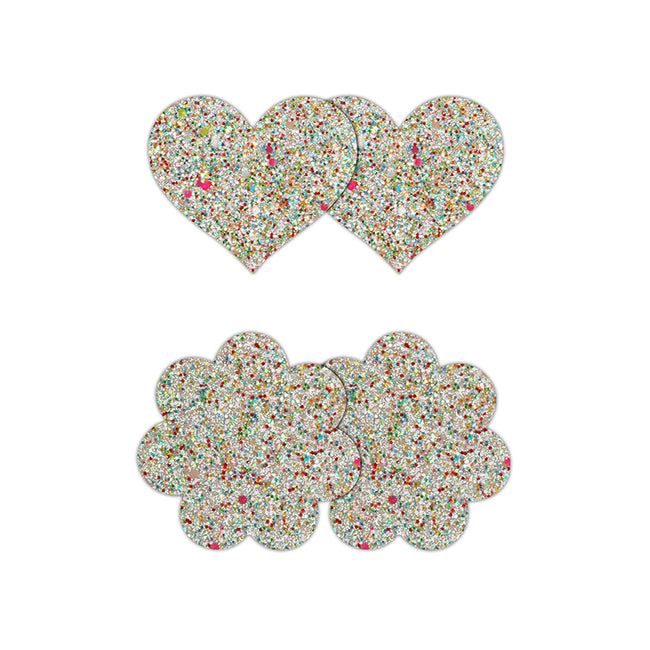 NS Novelties Pretty Pasties nakładki na biust Heart & Flower Glow 2 pary