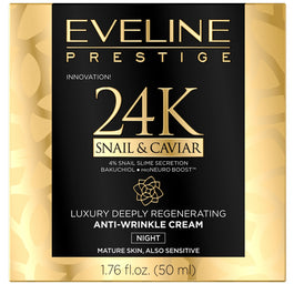 Eveline Cosmetics Prestige 24k Snail&Caviar luksusowy głęboko regenerujący kram przeciwzmarszczkowy na noc 50ml