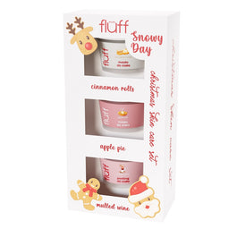 Fluff Snowy Day zestaw masło do ciała Cinnamon 100ml + masło do ciała Apple Pie 100ml + peeling do ciała Mulled Wine 100ml