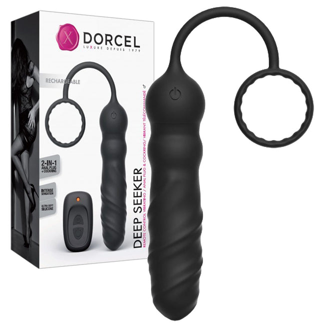 Marc Dorcel Deep Seeker Plug Anal korek analny i pierścień na penisa Black